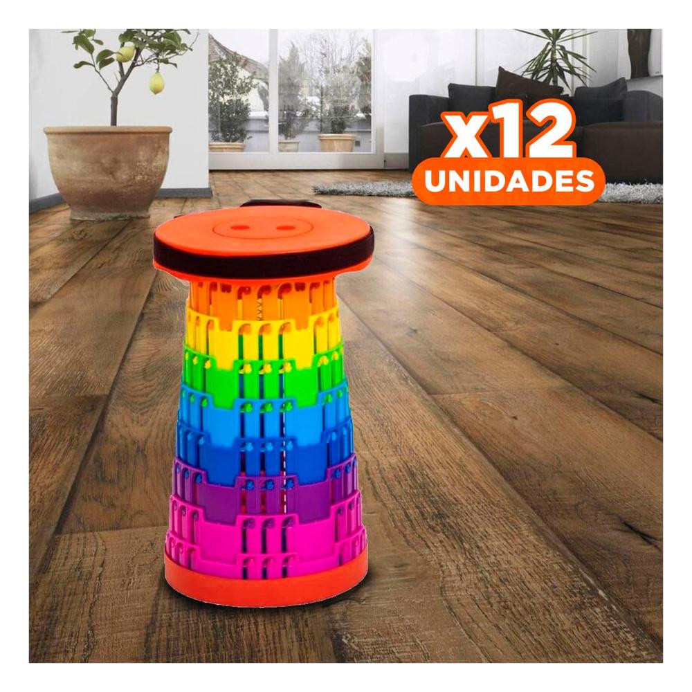 Pack12 Banco Liviano Plegable con Seguros para Hogar y Uso Diario Y Papel Regalo
