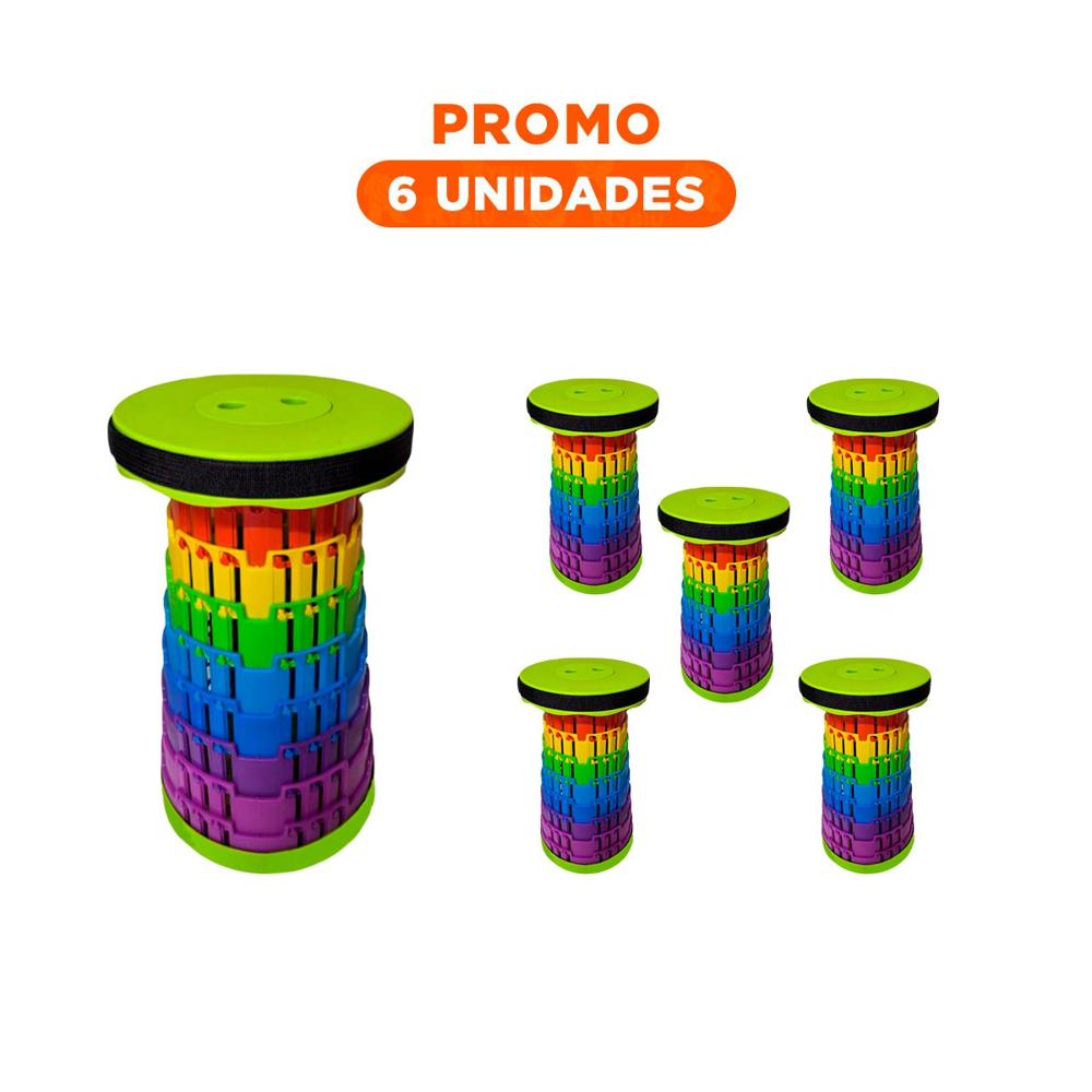 Pack6 Taburete Practico con Tres Seguros Plegable para Uso Cotidiano Y Regalo Sticker