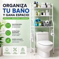 Estante Organizador Multifuncional 3 Niveles Con Ganchos Laterales Para Baño o Lavandería TM0090