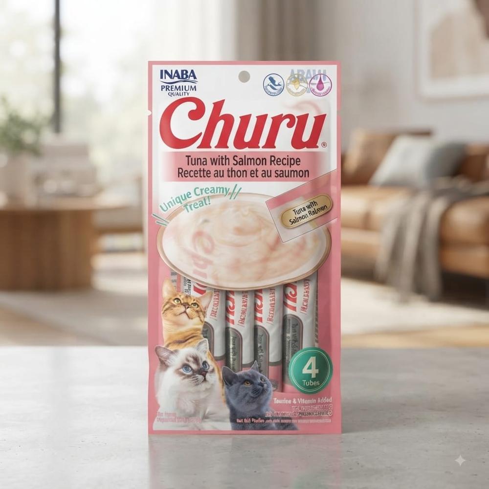 Snacks para Gatos Inaba Churu Atún con Salmón 4 Tubos