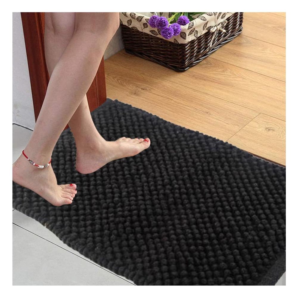 Tapete Rectangular de Microfibra 40x60cm Negro para Hogar