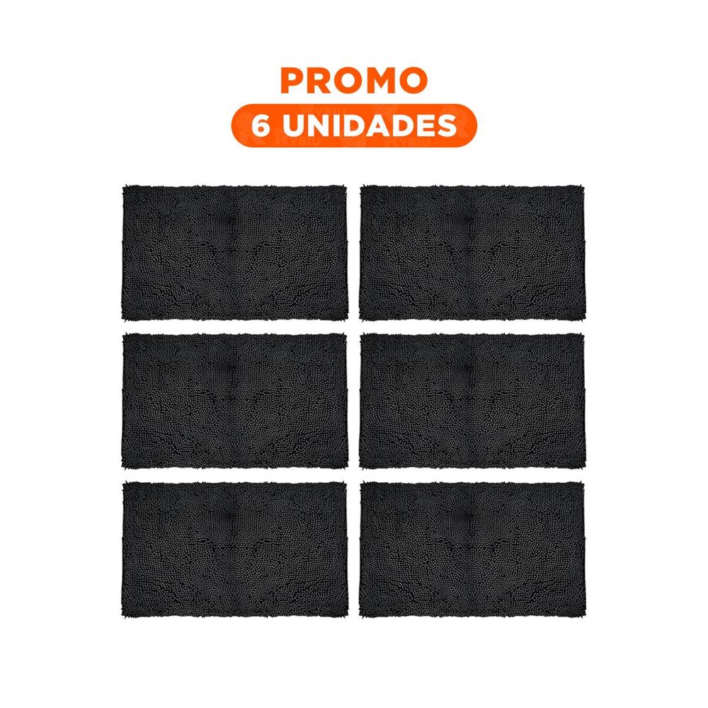 Pack6 Cubrepiso Rectangular Decorativo de Microfibra 40x60cm Negro Y Regalo Sticker