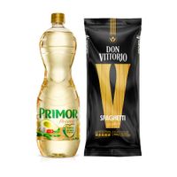 Pack Aceite Vegetal PRIMOR Premium Botella 900ml + Fideos DON VITTORIO Spaghetti Bolsa 950g
