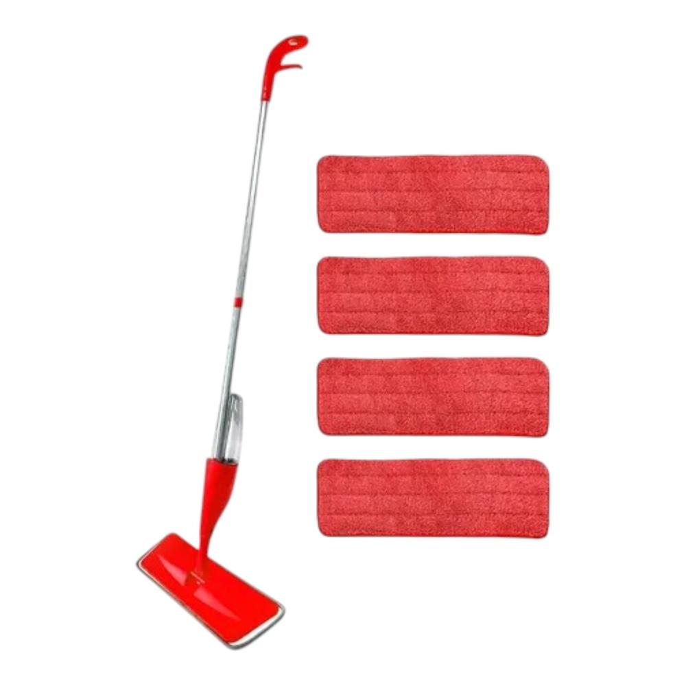 Mopa con Rociador 5 Paños de Microfibra Reemplazables ROJO