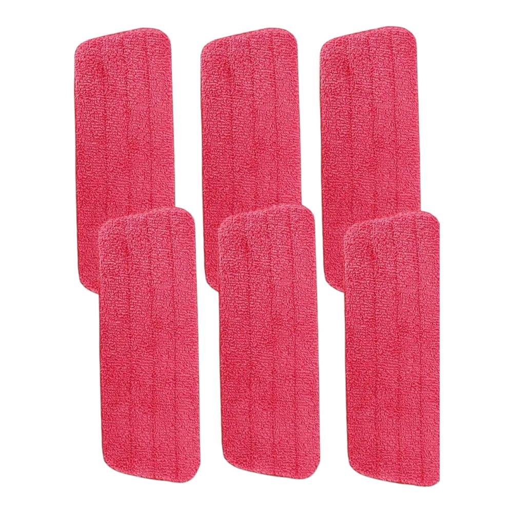 Pack x 6 Repuestos de Mopa Spray Well Being microfibra de Color Rojo Lavables y Reutilizables