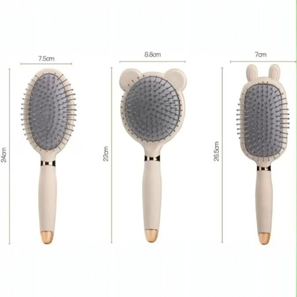 Pack 3 Cepillos Masajeadores con Cojín de Aire Antiestáticos Beige