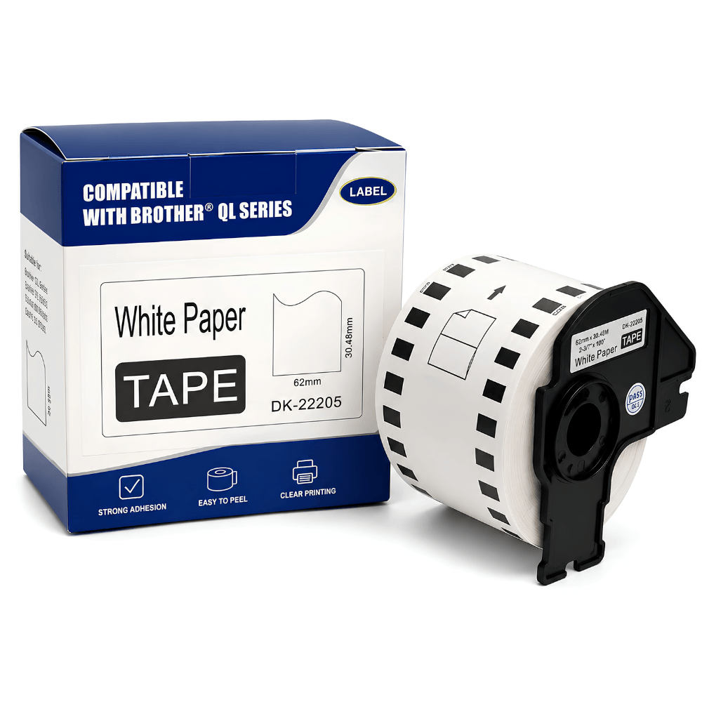Cinta Compatible con Brother DK-2205 - 62mm x 30.4m Rollo Continuo