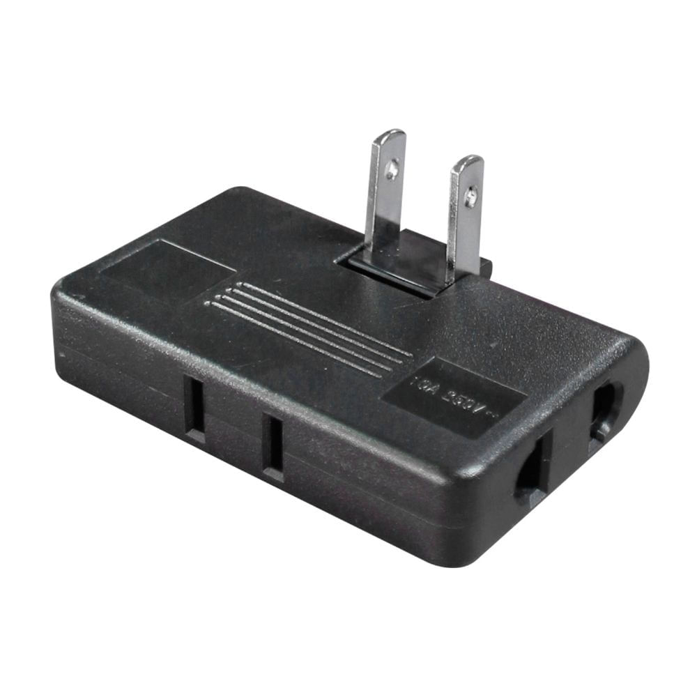 Adaptador Triple Plano Giratorio 10a Negro Opalux