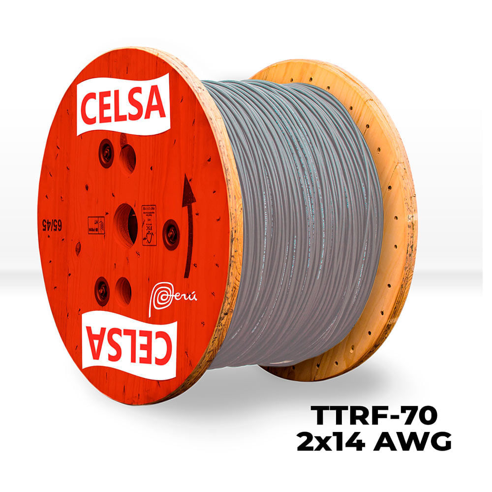 Cable vulcanizado Ttrf-70 2x14 Awg Gris - Venta por metro lineal Celsa
