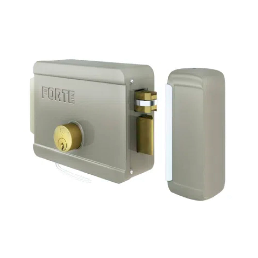 Cerradura de Sobreponer Eléctrica Forte Sin Botón ER4 Beige de Acero