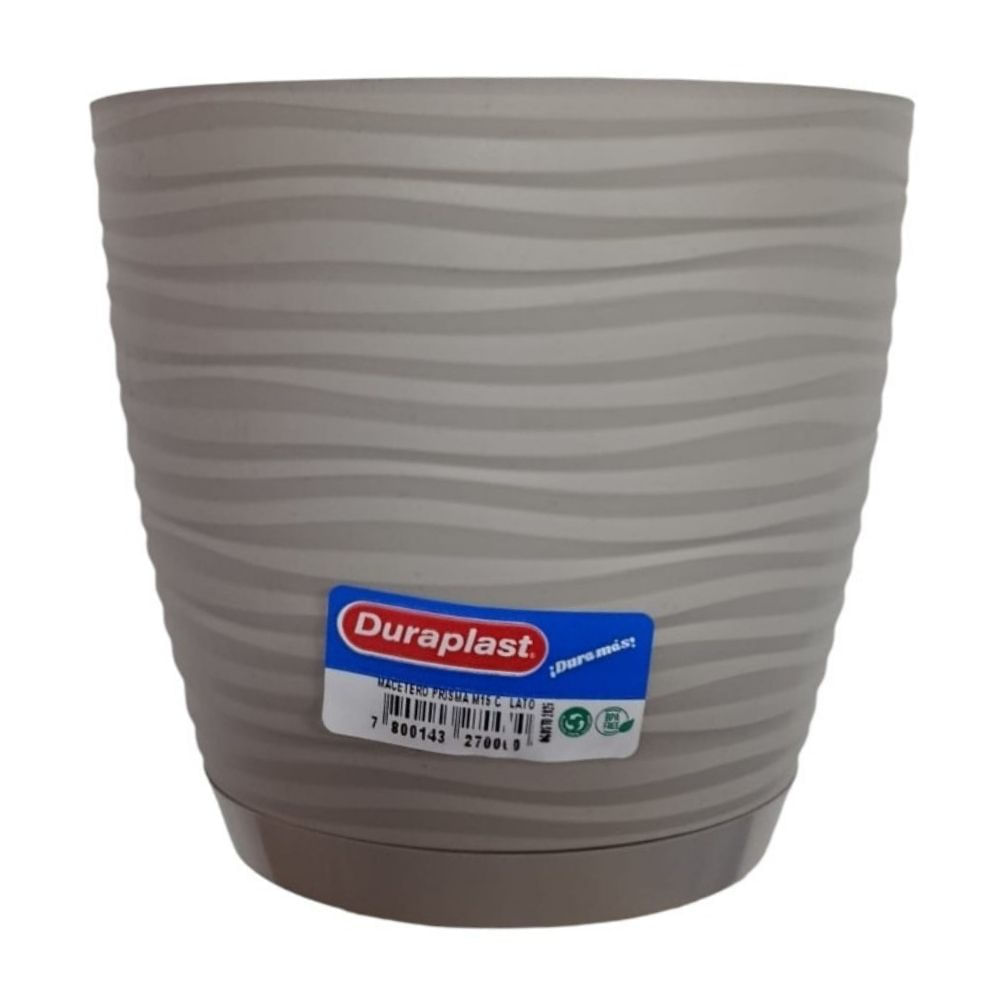 Macetero Prisma M15 con Plato Beige Cemento Duraplast