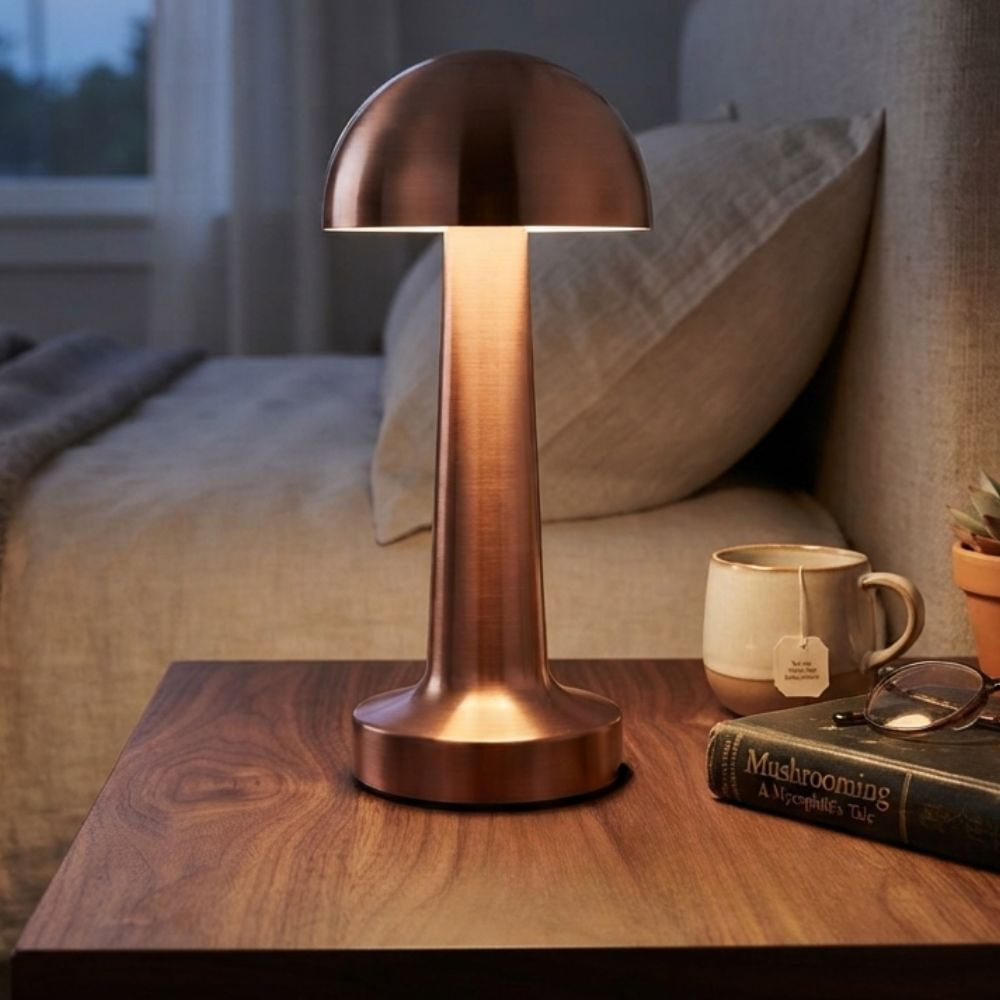 Lámpara de Mesa Decorativa Hongo Oro Ros 21cm Ico