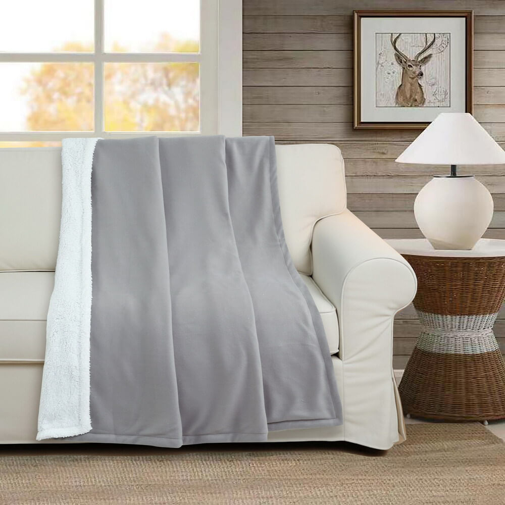 Manta Sherpa Comfort 120x150cm Gris Cálido