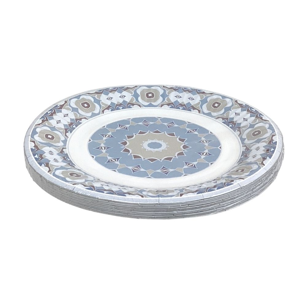 Set de 20 Plato Desechables Mandala Azul 18cm