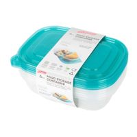 Set de 6 Envases para Alimentos Transparente Turquesa 950ml Windrose