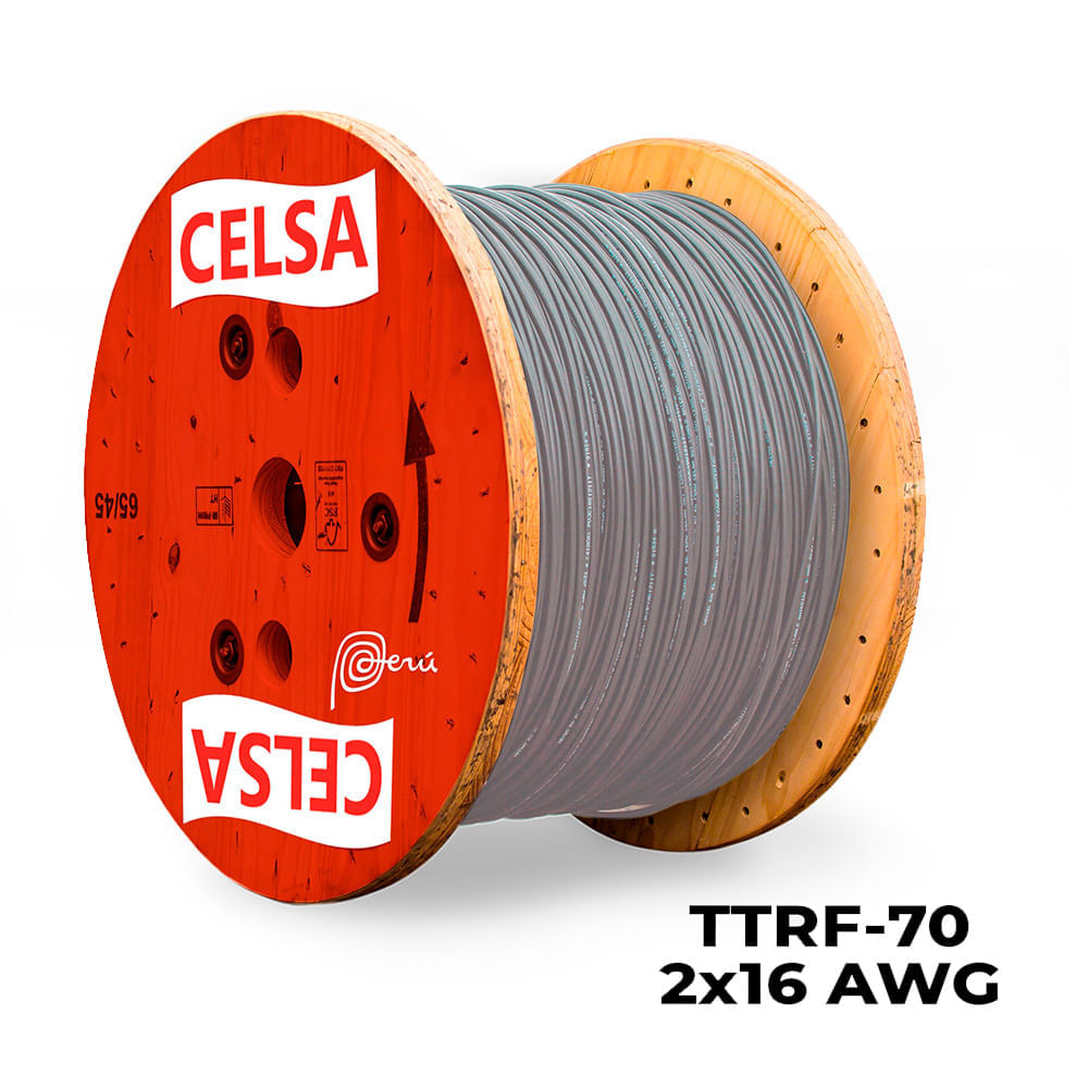 Cable vulcanizado Ttrf-70 2x16 Awg Gris - Venta por metro lineal Celsa