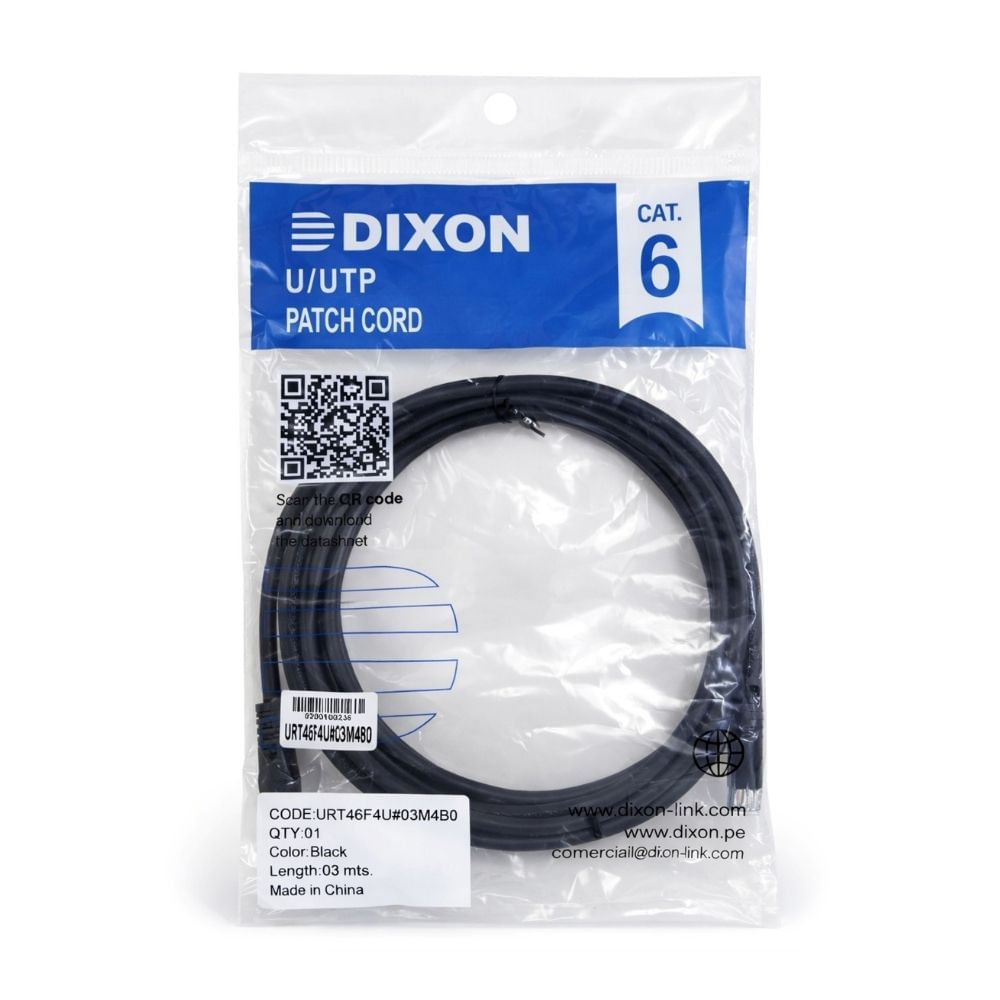 Patch Cord Dixon Cat 6 Lszh 3m Negro