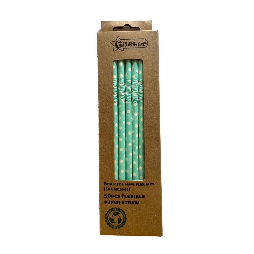 50 Piezas Sorbetes Desechables Salvia/Blanco