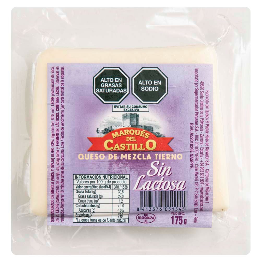 Queso Mezcla Tierno sin Lactosa MARQUES DEL CASTILLO Taco 175g