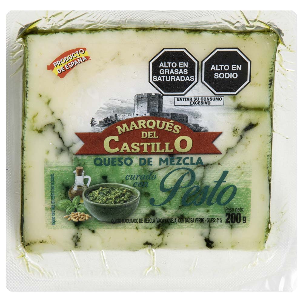Queso Mezcla Curado Pesto MARQUES DEL CASTILLO Cuña 200g