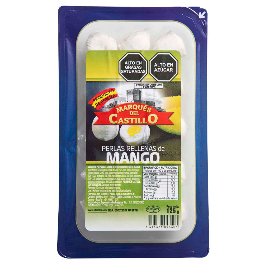 Perlas de Queso Rellenas de Mango MARQUES DEL CASTILLO Paquete 125g