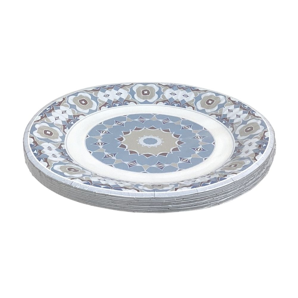 Set de 20 Plato Desechables Mandala Azul 23cm