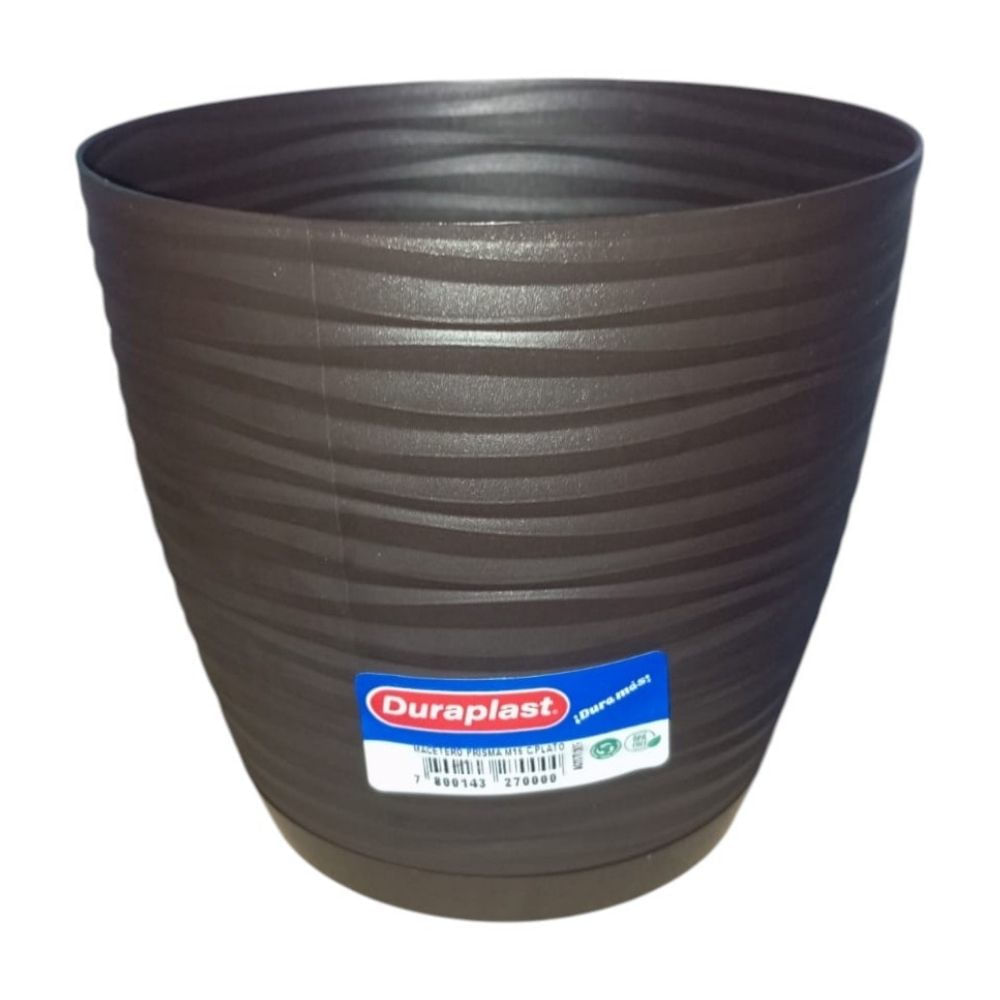 Macetero Prisma M15 con Plato Café Chocolate Duraplast
