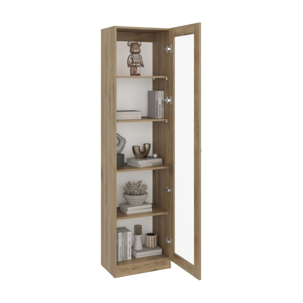 Vitrina 1 Puerta Home-E6 Macadamia/Blanco 180.6x45x31.3cm Tuhome
