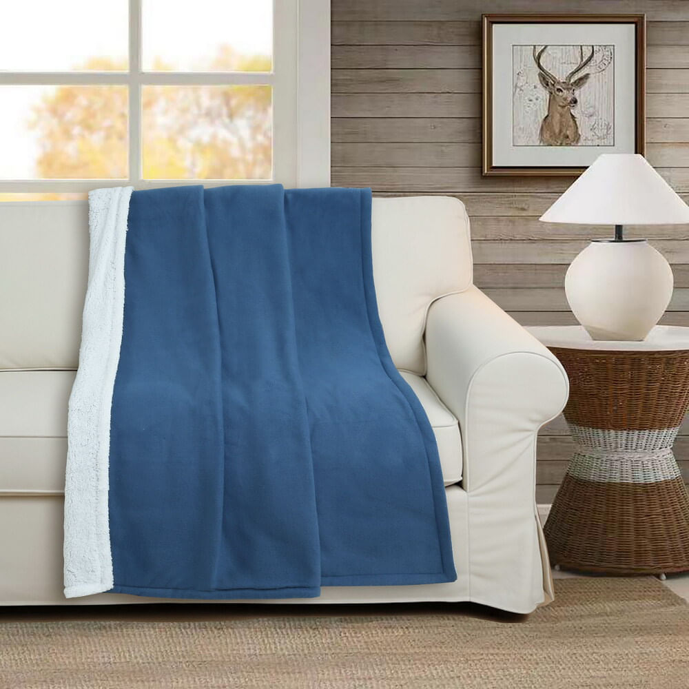 Manta Sherpa Comfort 120x150cm Azul Frío