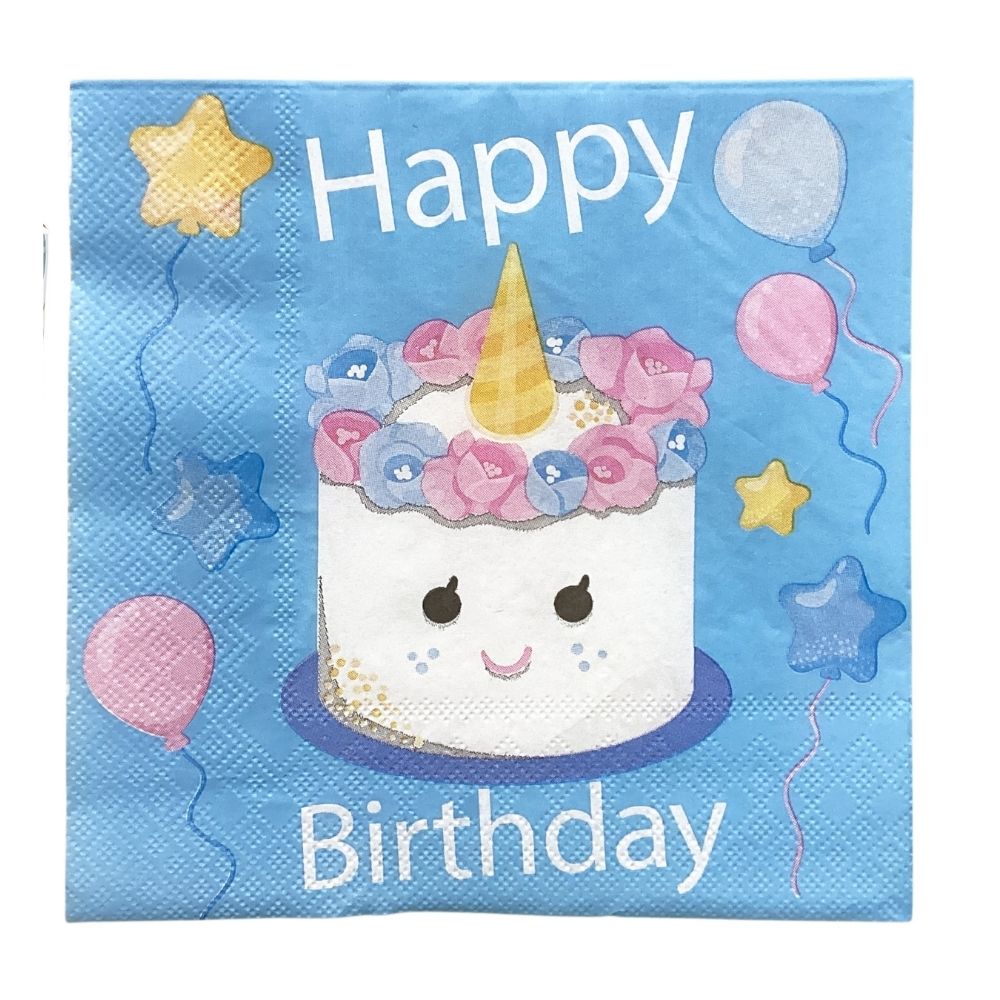 Set de 20 Servilletas Desechables Unicornio 33x33cm