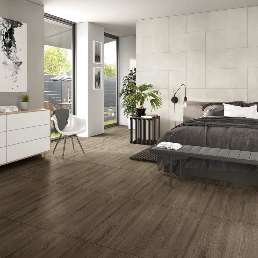 Piso Gress Maderado Cerezo Cafe 60x60cm 1.44m2 Celima - Calidad Comercial
