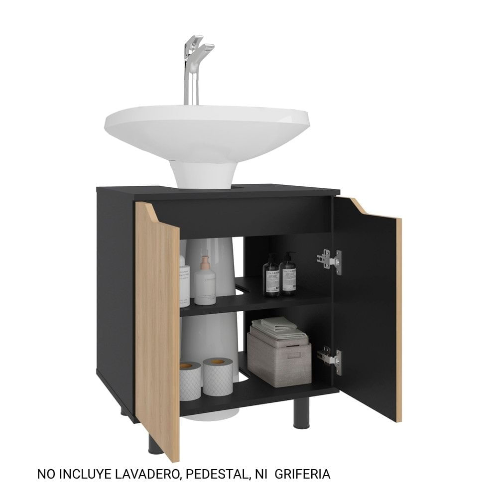 Mueble Lavamanos 2 Puertas Marlo Wengue y Fresno Tuhome