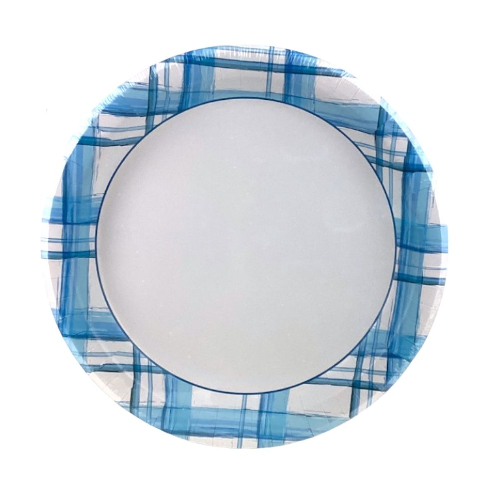 Set de 50 Platos Desechables Trama Blanco/Cel 22cm Designers - Vintage