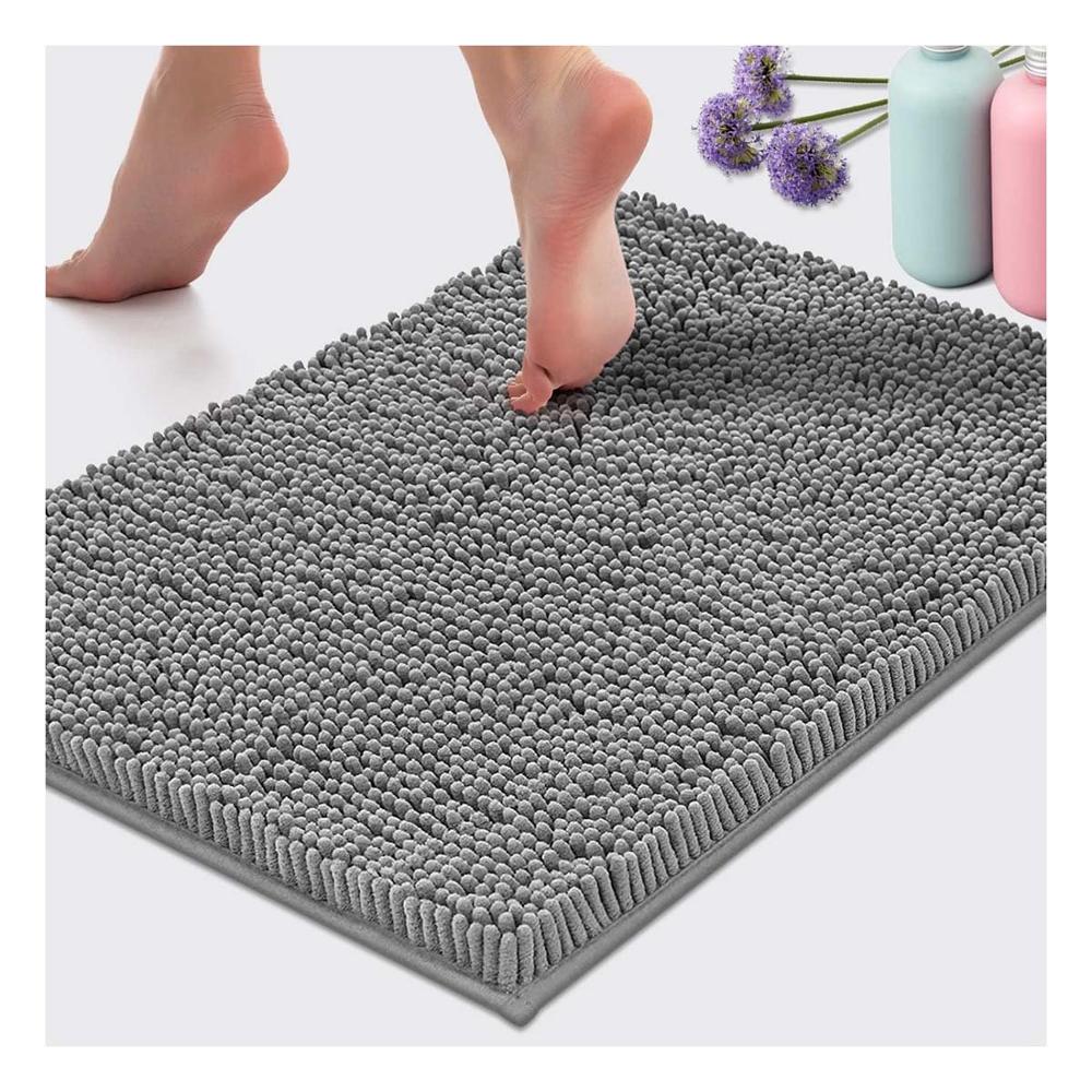Tapete Rectangular de Microfibra Suave 40x60cm Plomo Claro para Sala Amplia Y Papel Regalo
