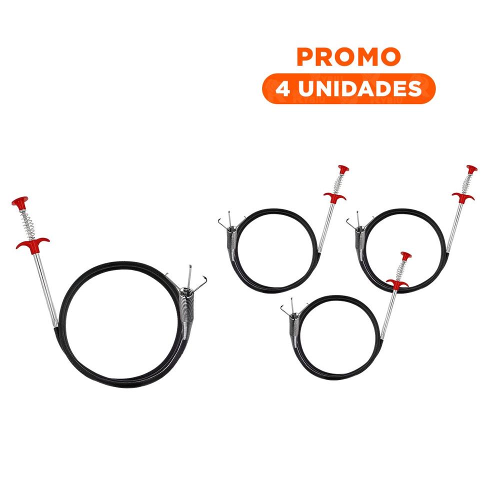 Pack4 Varilla de Drenaje con Cuerpo Flexible en Color Negro 200cm