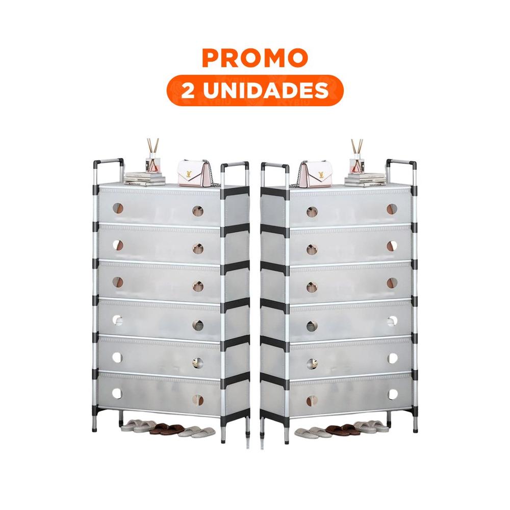 Pack2 Estante para Zapatos 6 Niveles Todo Cerrado Blanco Transparente Practico Y Regalo Sticker