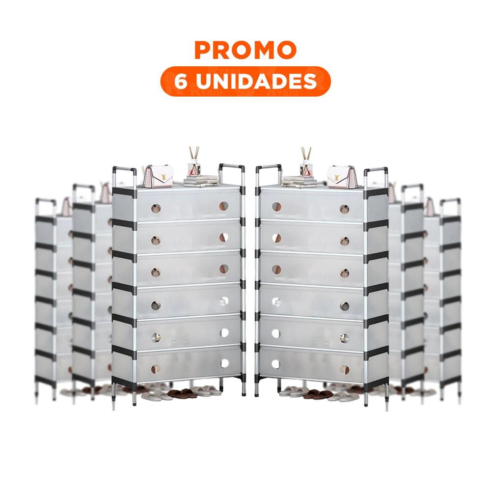 Pack6 Modulo para Calzado 6 Niveles Todo Cerrado Blanco Transparente Firme Y Regalo Sticker