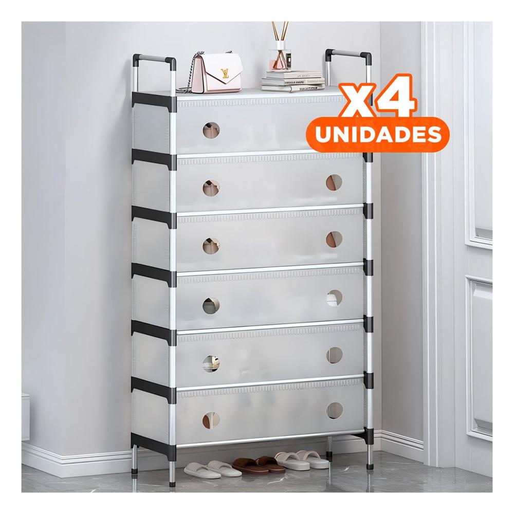 Pack4 Modulo para Calzado 6 Niveles Todo Cerrado Blanco Transparente Hogar Y Regalo Sticker