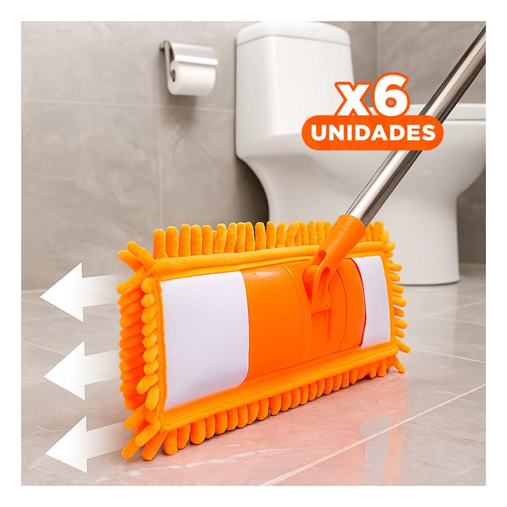 Pack6 Repuesto Rectangular de Microfibra Naranja Absorbente Uso Domestico