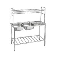 Lavadero de Cocina Gran Formato Doble Poza con Escurridor en Acero Inoxidable