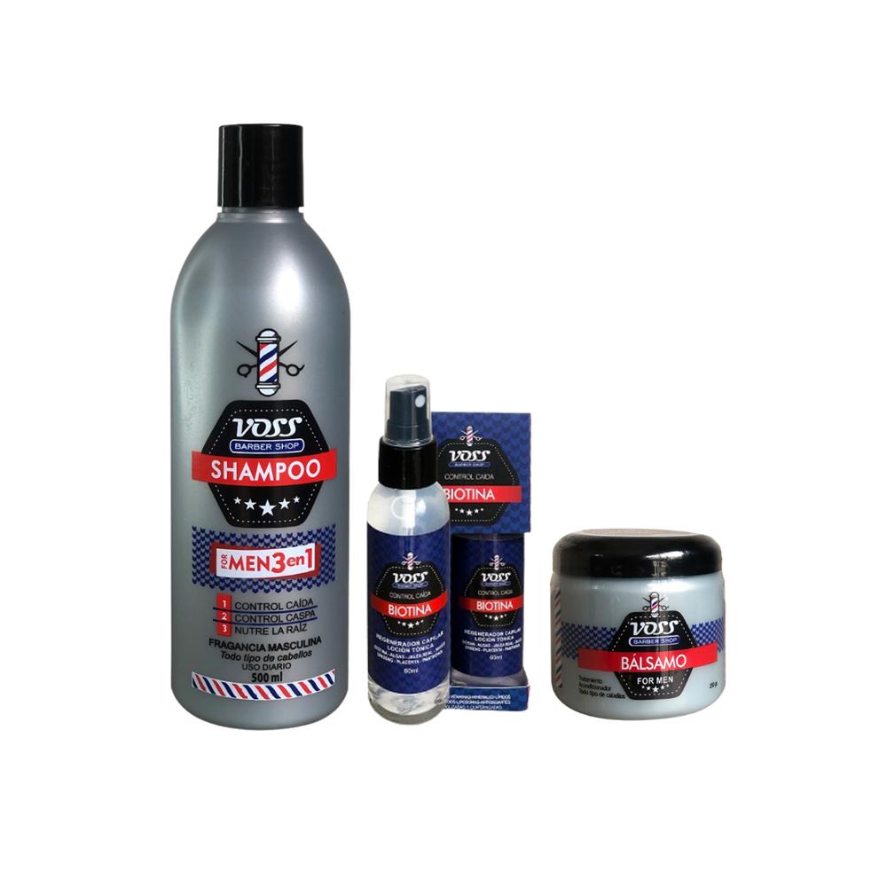 Combo de Shampoo VOSS con Bálsamo y Biotina 60ml