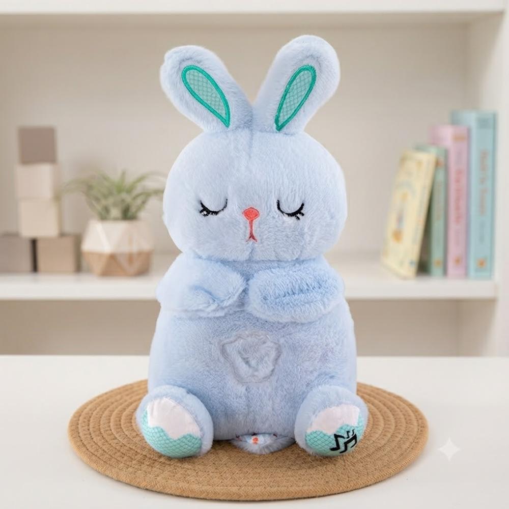 PELUCHE FELPA FORMA CONEJO COLOR CELESTE.