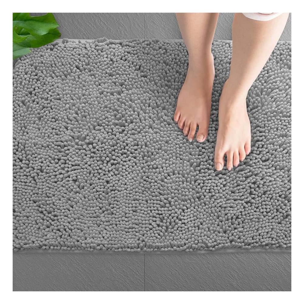 Tapete Rectangular de Microfibra Decorativo 40x60cm Plomo Claro Estilo Actual Y notas