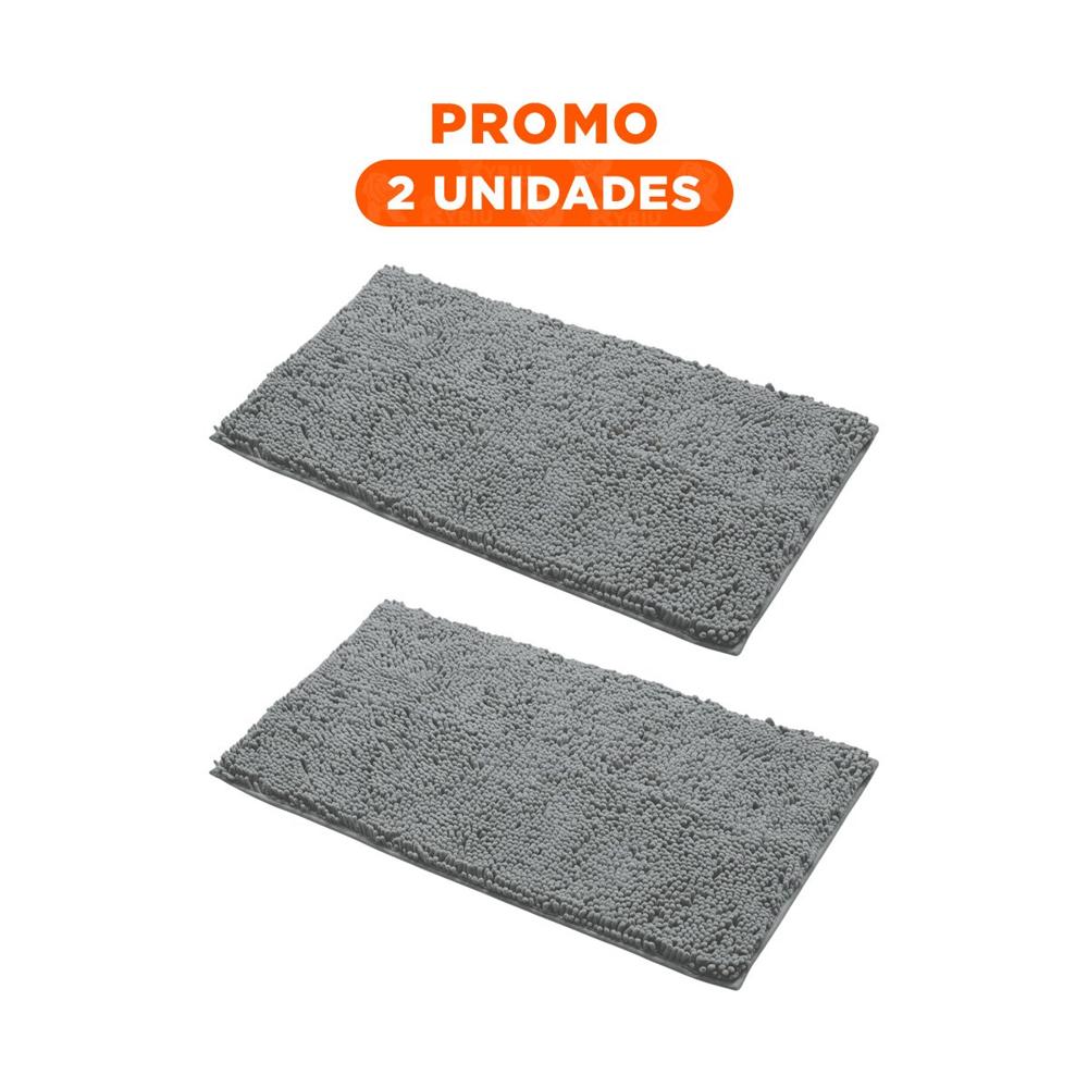 Pack2 Tapiz Rectangular de Microfibra Absorbente 40x60cm Plomo Claro Y Regalo Sticker