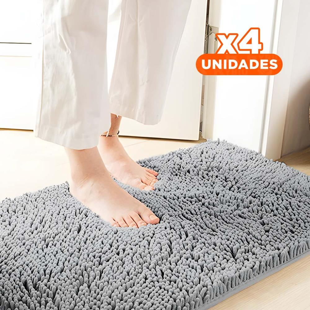 Pack4 Base Rectangular de Microfibra 40x60cm Color Plomo Claro para Hogar Y Regalo Sticker