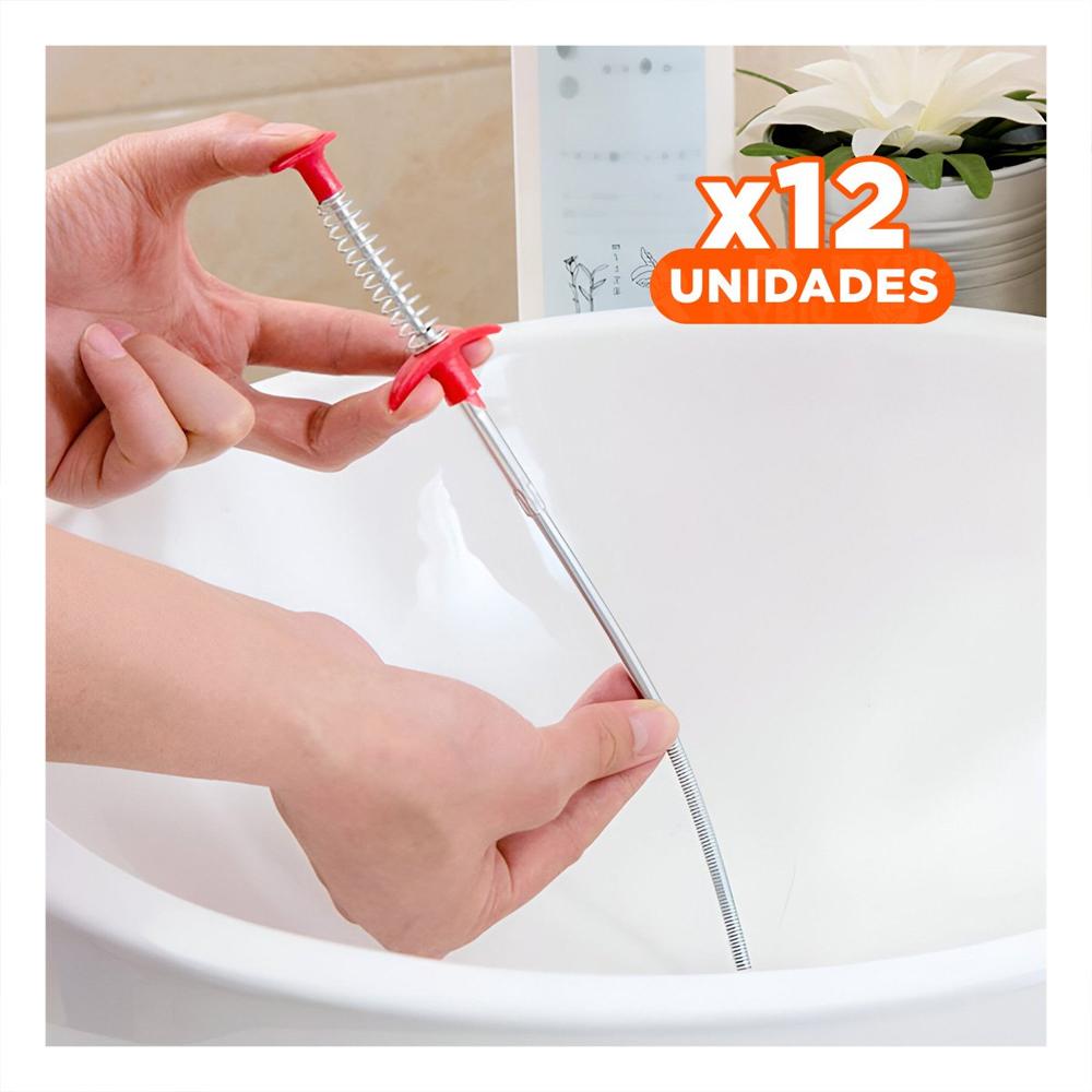 Pack12 Accesorio Desatorador Practico para Destapar Desagues Negro Pro YRegalo Sticker