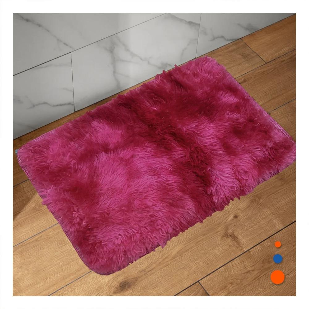 Alfombra de Textura Peluche Rectangular con Fucsia y Guinda 