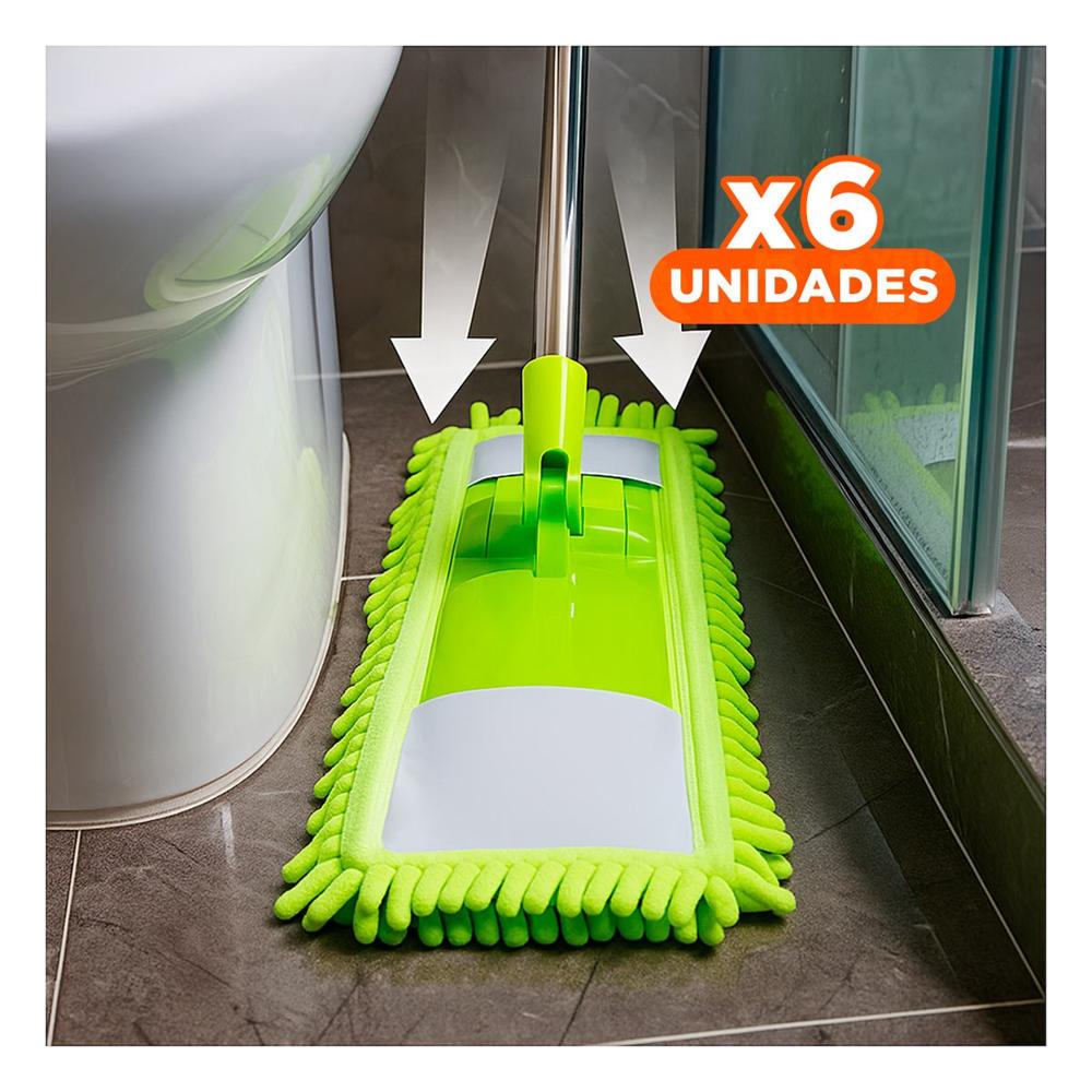 Pack6 Repuesto Rectangular de Microfibra Verde Suave y Resistente para Pisos Y Papel Regalo