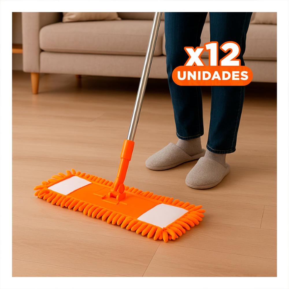 Pack12 Fibra Rectangular de Microfibra Naranja para Limpieza del Hogar Diario Y Papel Regalo