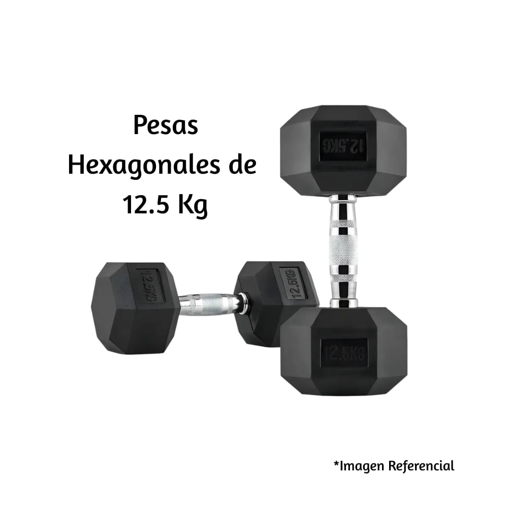 Par de Mancuernas Hexagonales de Caucho 12.5 Kg